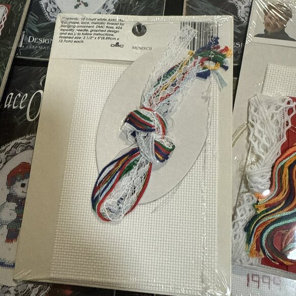 Designs For The Needle  Lace Ornament Christmas With Photo Frame Lot Of 10 Vtg - Picture 8 of 8